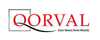 Qorval logo, core values drive results